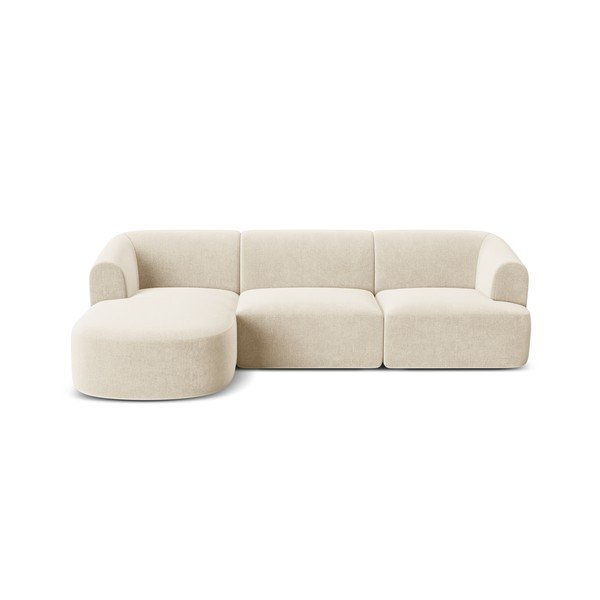 Smėlio spalvos kampinė sofa iš velveto (su kairiuoju kampu/su gultu) Campi – Cosmopolitan Design-image-3