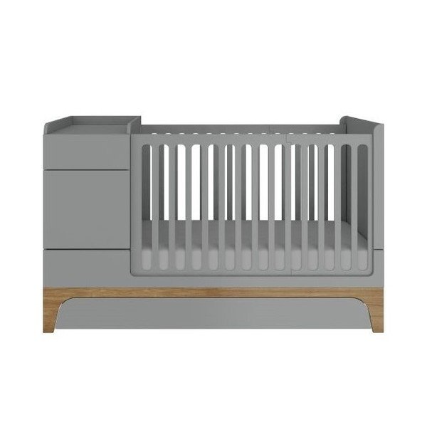 Pilka daugiafunkcinė vaikiška lova Bellamy UP, 70 x 120 cm-image-2