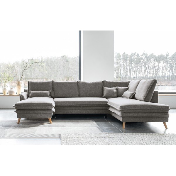 Sulankstoma kampinė sofa pilkos spalvos (su dešiniuoju kampu/„U“ formos) Charming Charlie – Miuform-image-1