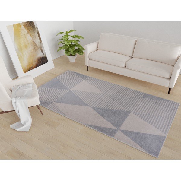Skalbiamas kilimas pilkos spalvos/smėlio spalvos 80x200 cm – Vitaus-image-1