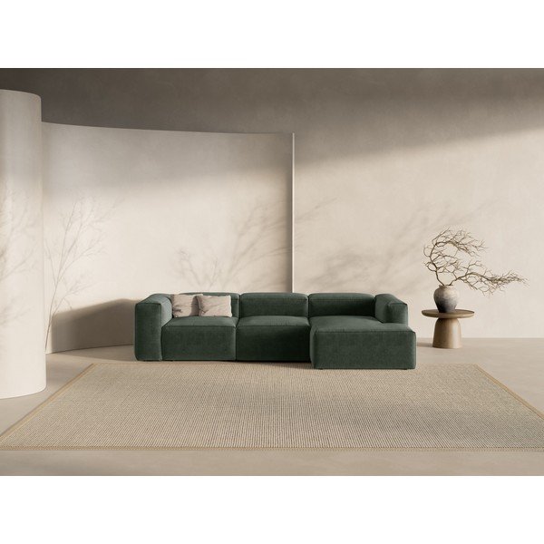 Žalios spalvos kampinė sofa (su dešiniuoju kampu/su gultu) Bergamo – Cosmopolitan Design-image-1