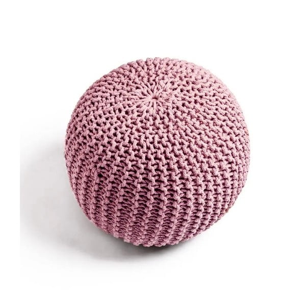 Rožinės spalvos struktūrinio pynimo pufas Jagger – Bonami Essentials-image-1