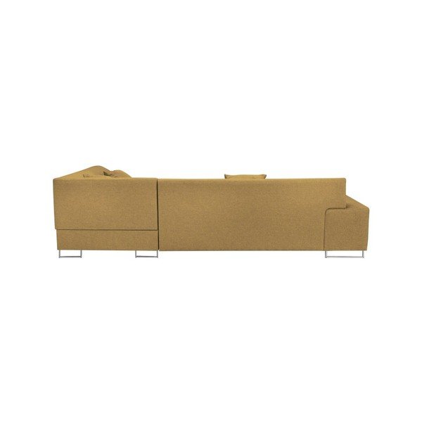 Medaus geltonumo kampinė sofa-lova su sidabrinėmis kojelėmis "Cosmopolitan Design Orlando", kairysis kampas-image-3