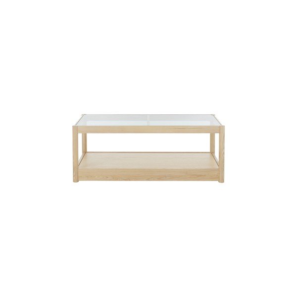 Natūralios spalvos kavos staliukas su stikliniu stalviršiu 60x120 cm Class – Ellos Home-image-3