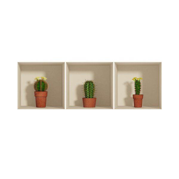 3 lipdukų rinkinys su 3D efektu "Ambiance Cactus-image-3
