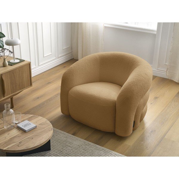 Garstyčių spalvos pasukamas krėslas iš boucle Elina – Bobochic Paris-image-1