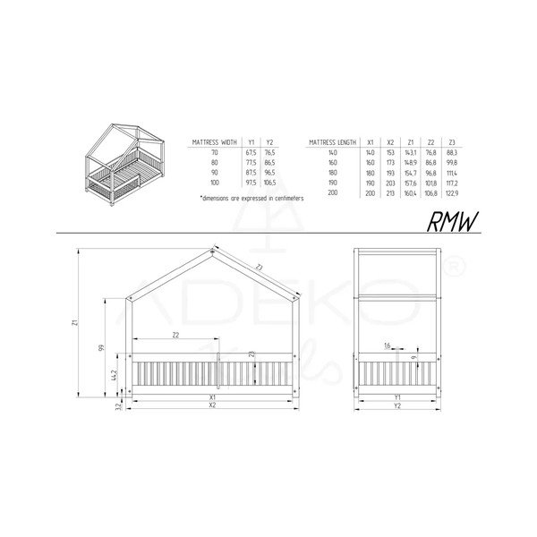 Naminė/ištraukiama iš pušies masyvo vaikiška lova natūralios spalvos su sandėliavimo vieta 90x180 cm Mila RMW – Adeko-image-4