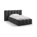 Antracito spalvos viengulė lova audiniu dengta su sandėliavimo vieta su lovos grotelėmis 90x200 cm Lupine – Micadoni 