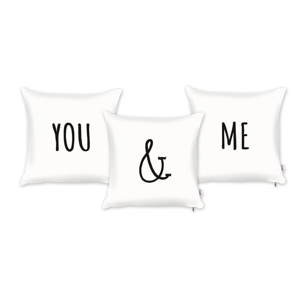 3 baltų pagalvių užvalkalų rinkinys Mike & Co. NEW YORK You And Me, 43 X 43 cm