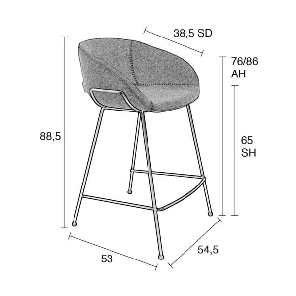 Pilkos spalvos iš audinio baro taburėtės 2 vnt. (sėdynės aukštis 65 cm) Feston – Zuiver-image-4