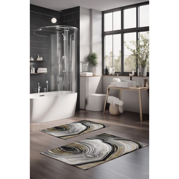 Pilkos spalvos/auksinės spalvos vonios kilimėliai 2 vnt. 60x100 cm CT – Foutastic-image-1