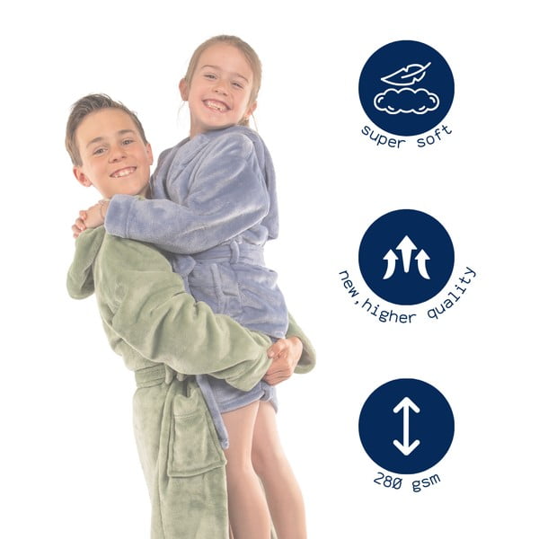 Iš mikropliušo vaikiškas chalatas rudos spalvos Delux – Tiseco Home Studio-image-3