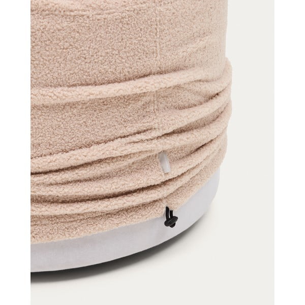 Šviesiai rožinės spalvos iš boucle pufas Kaeli – Kave Home-image-2