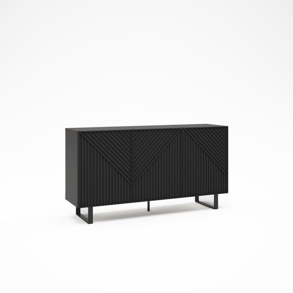 Šoninė spintelė juodos spalvos 151x80x35 cm Peta – Marckeric-image-4