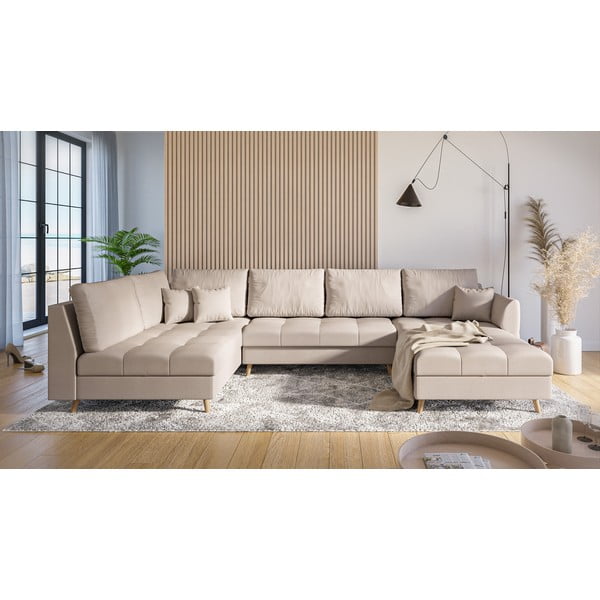 Kreminės spalvos kampinė sofa (dešinysis kampas) Ariella - Ropez-image-1