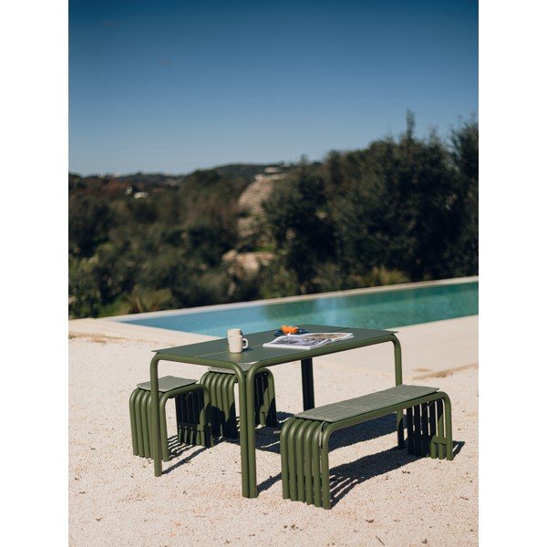 Žalios spalvos metalinis sodo suoliukas Nokk – noo.ma-image-1