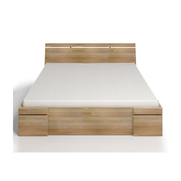 Dvigulė lova iš buko medienos su stalčiumi SKANDICA Sparta Maxi, 200 x 200 cm