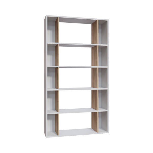 Balto/natūralaus ąžuolo knygų spinta 90x164 cm Sanborn - Kalune Design