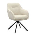 Kreminės spalvos iš audinio valgomojo kėdė su porankiais Avola – Unique Furniture