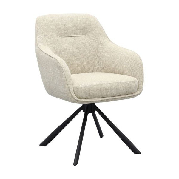 Kreminės spalvos iš audinio valgomojo kėdė su porankiais Avola – Unique Furniture