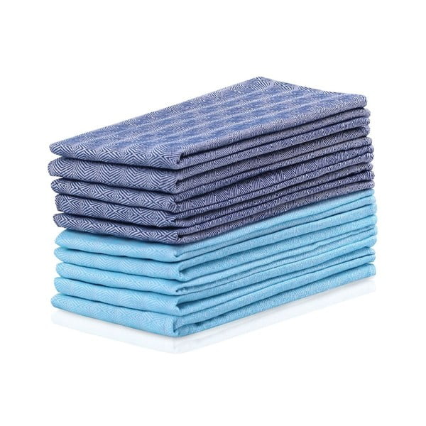 10 DecoKing Louie mėlynos ir turkio spalvos medvilninių rankšluosčių rinkinys, 50 x 70 cm