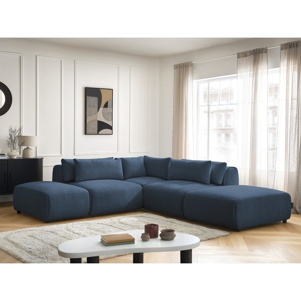 Mėlynos spalvos reguliuojama modulinė kampinė sofa Jana – Bobochic Paris-image-4