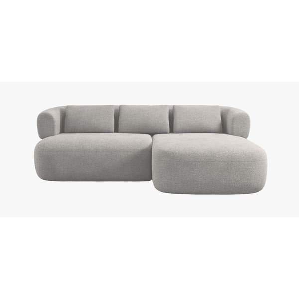 Šviesiai pilkos spalvos kampinė sofa iš boucle (su dešiniuoju kampu/su gultu) Jenny – Micadoni -image-2