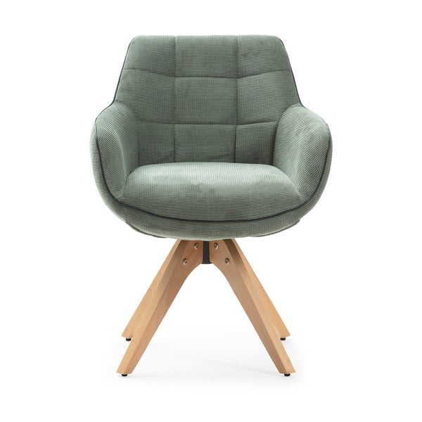 Žalios spalvos iš audinio valgomojo kėdžių komplektas su porankiais 2 vnt. Donatelo – Marckeric-image-2