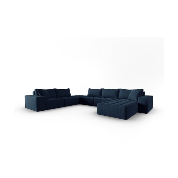 Kampinė sofa mėlynos spalvos (su kairiuoju kampu/„U“ formos) Mike – Micadoni Home