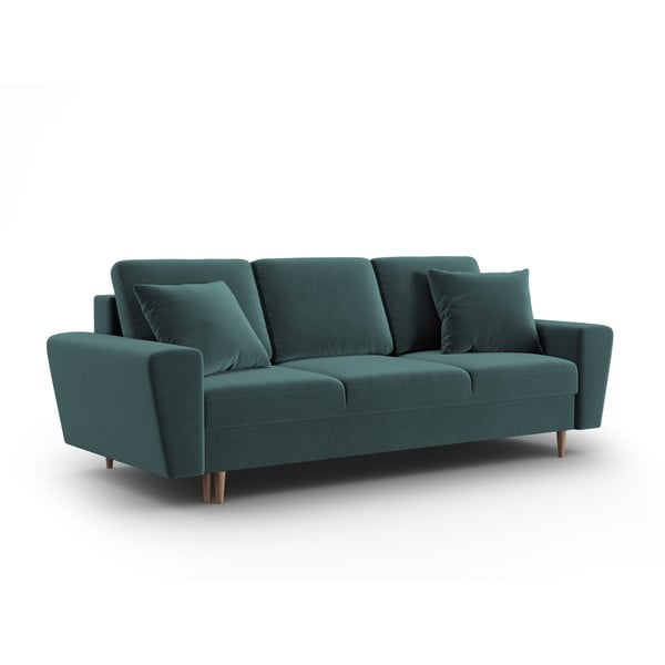 Smaragdinės spalvos iš velveto sulankstoma/su sandėliavimo vieta sofa 235 cm Kyoto – Cosmopolitan Design-image-1