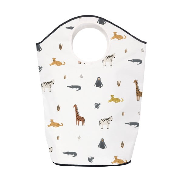 Iš tekstilės vaikiškas krepšys baltos spalvos 57x26x70 cm Safari Animals – Butter Kings