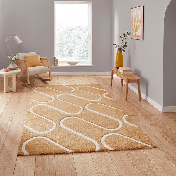 Kilimas ochros spalvos 120x170 cm Linear Curve – Catherine Lansfield-image-2