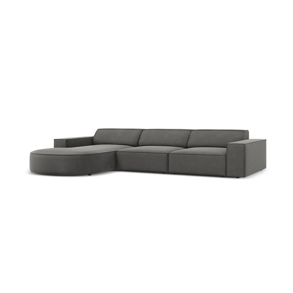 Pilka aksominė kampinė sofa (kairysis kampas) Jodie - Micadoni Home-image-3