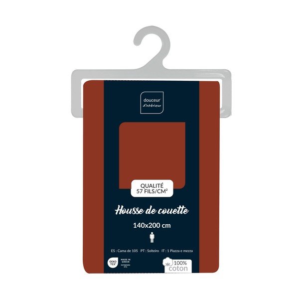 Raudonos plytų spalvos iš medvilnės viengulis antklodės užvalkalas 140x200 cm Lina – douceur d'intérieur-image-2
