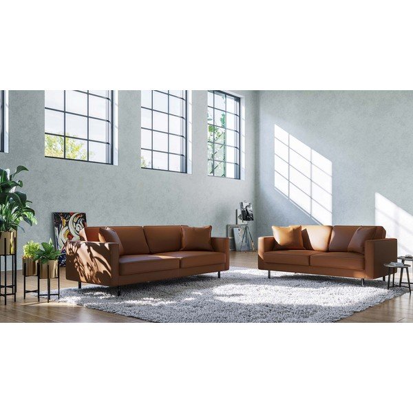 Sofa konjako rudos spalvos iš odos 207 cm Kobo – MESONICA-image-3
