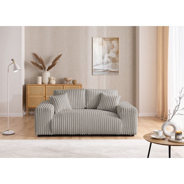Šviesiai pilkos spalvos iš kordinio velveto sofa 178 cm Justin – Ropez-image-1