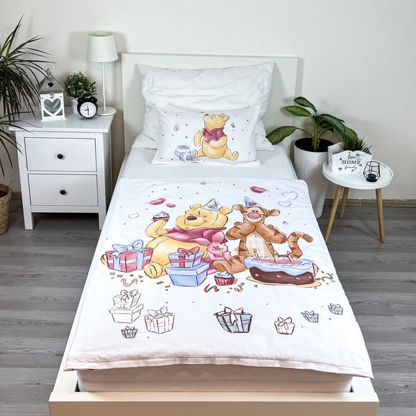 Baltos spalvos iš medvilnės vaikiška patalynė vaikiškai lovai 100x135 cm WTP "Birthday party" – Jerry Fabrics-image-1