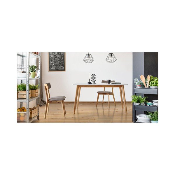 2 šviesiai pilkų valgomojo kėdžių komplektas sømcasa Anais-image-4