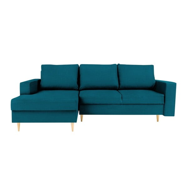 Turkio spalvos kampinė sofa-lova su šezlongu kairėje pusėje Mazzini Sofas Iris