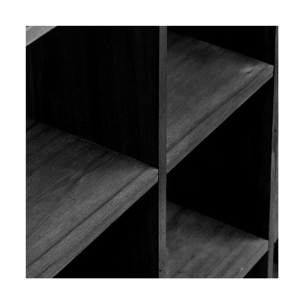Juodos spalvos iš pušies masyvo kelių aukštų sieninė lentyna 46 cm Moss – House Nordic-image-4