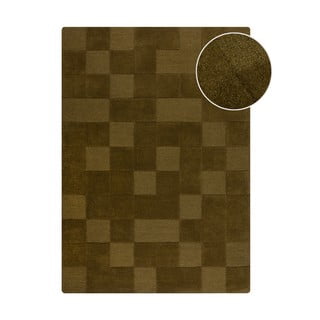 Rankų darbo iš vilnos kilimas khaki spalvos 160x230 cm Checkerboard – Flair Rugs