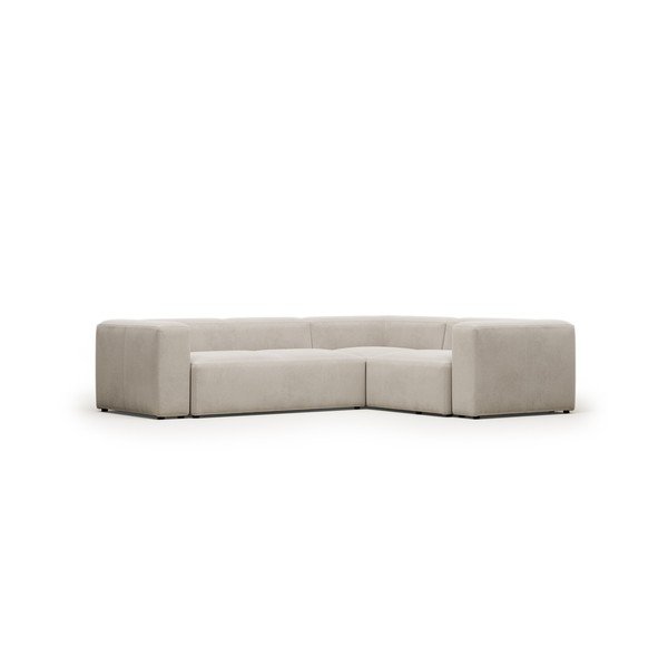 Smėlio spalvos kampinė sofa iš šenilinio audinio Blok – Kave Home