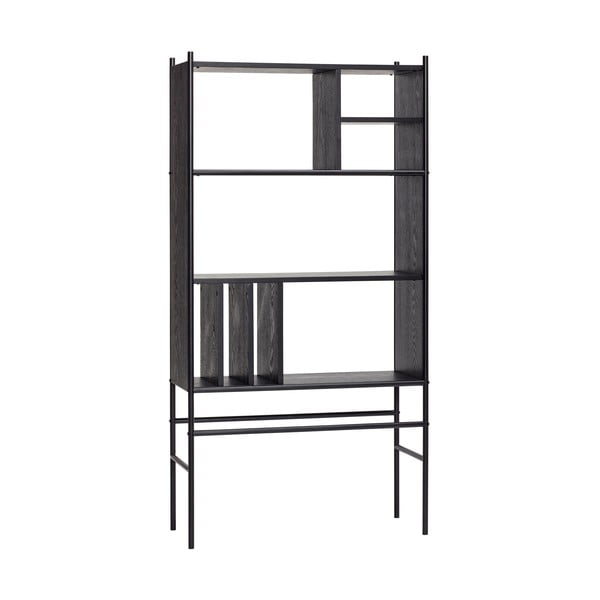 Juodos spalvos uosio medienos knygų spinta Hübsch Divide, 79 x 160 cm