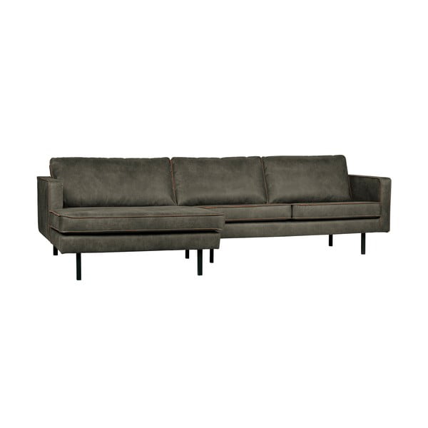 Pilkos spalvos iš dirbtinės odos kampinė sofa (su kairiuoju kampu/su gultu) Rodeo – WOOOD-image-1