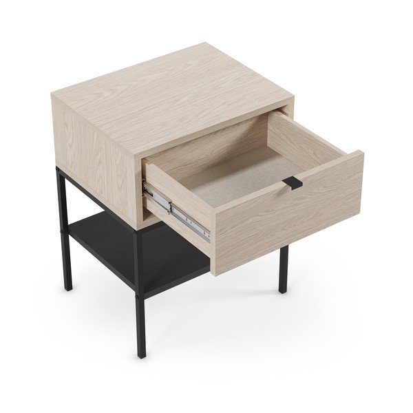 Šviesios natūralios spalvos matinis naktinis staliukas su lentynomis Sali – Marckeric-image-1