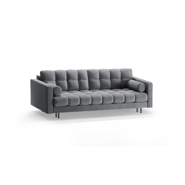 Šviesiai pilkos spalvos iš velveto sulankstoma/su sandėliavimo vieta sofa 222 cm Bali – Cosmopolitan Design-image-3