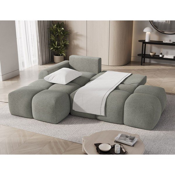 Žalios spalvos sulankstoma/su sandėliavimo vieta kampinė sofa iš boucle (su kairiuoju kampu/su gultu) Vittario – ELTAP-image-3