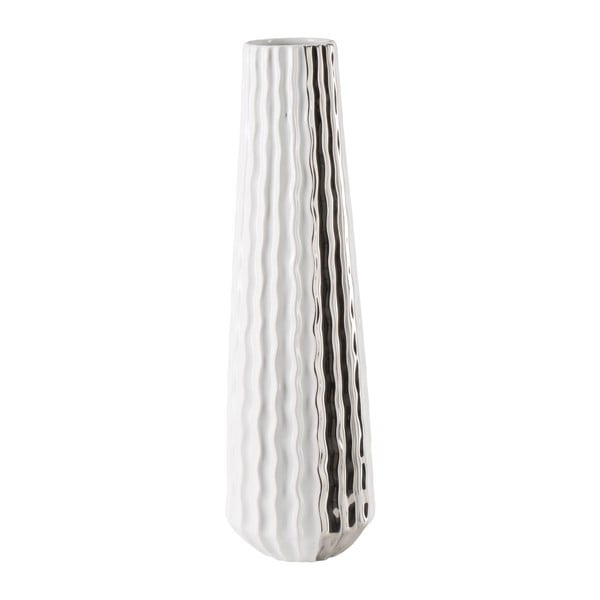 Balta ir sidabrinė keraminė vaza Mauro Ferretti Frise, aukštis 46 cm