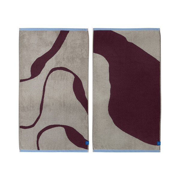 Bordo spalvos/pilkai smėlinės spalvos iš frote audinio iš organiškos medvilnės rankšluosčiai 2 vnt. 50x90 cm Nova Arte  – Mette Ditmer Denmark