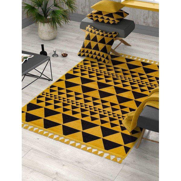 Geltonas plaunamas kilimas 200x100 cm - Vitaus-image-1